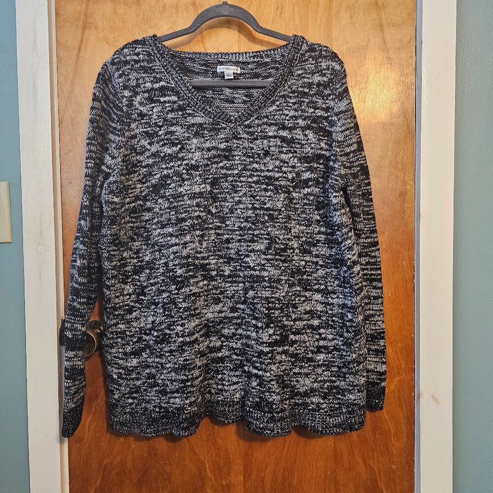 Crofts and Barrow 2x v neck black and white sweater